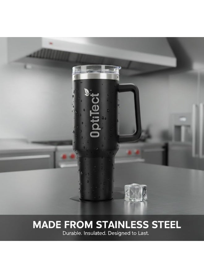 OptiTect Stainless Steel Insulated Tumbler with Handle & Straw, BPA-Free & Lead-Free, Reusable Travel Cup - Image 3